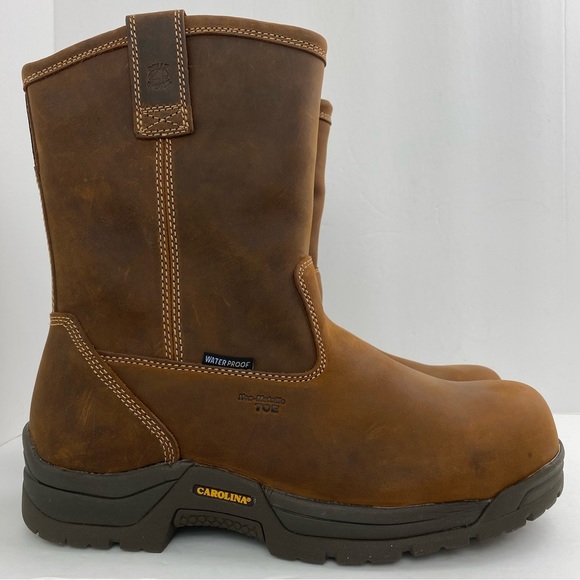 Carolina size 8EE Men's Brown 10” Waterproof Safety Toe Pull On